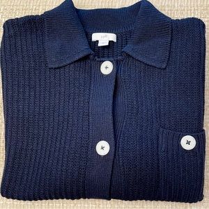 J.Jill XS Navy Blue Cardigan Sweater with White Buttons